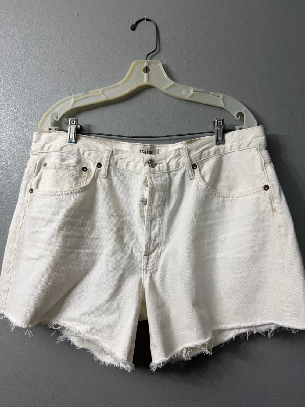 agolde parker long shorts cream Denim Cutoff Shorts  32